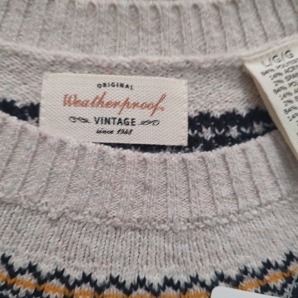 Weatherproof Vintage Fair Isle Crewneck Sweater Cream Size L - Picture 5 of 7